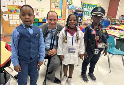 A Crosspoint Elementary student is seen dressed up with Joseph 